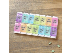 Organizador Semanal De Pastillas, 2 Filas, 14 Compartimentos, Portátil Con Tapas Transparentes.