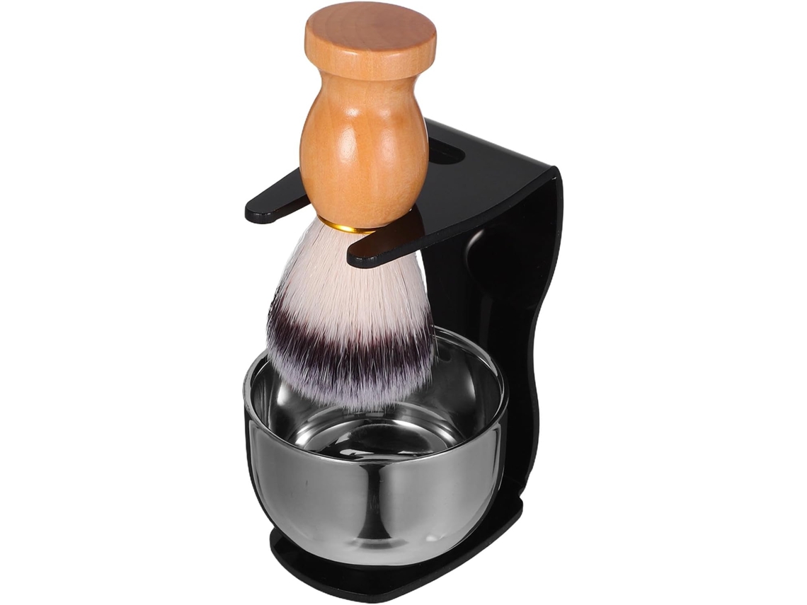 Kit De Afeitado Para Hombre Con Soporte De Acero Inoxidable Y Brocha De Nailon.