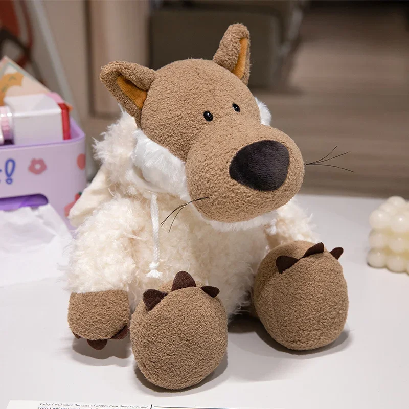 (lobo 35cm) Peluche De Lobo Durmiendo En Piel De Oveja, Un Regalo De Peluche Adorable Y Suave.