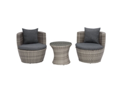 Conjunto de balcón BELIANI Capri de Ratán sintético Gris 73x73x71