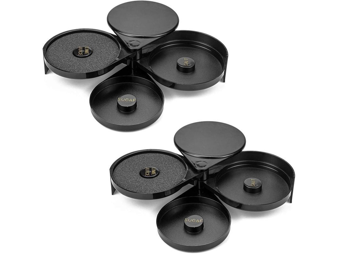 Paquete De 2 Escarchadores De Vasos De 3 Capas Con Esponja, Herramienta De Barman De Plástico Negro Para Margaritas Y Cócteles.