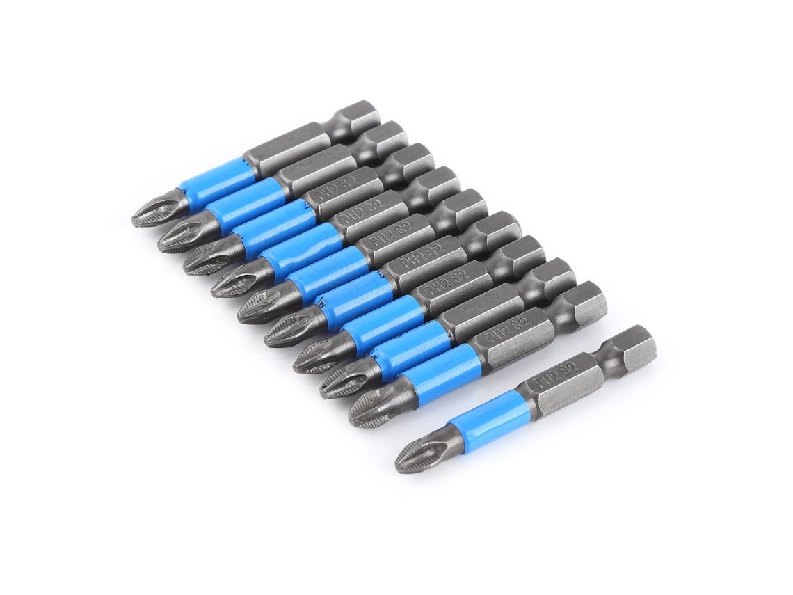 Juego De 10 Puntas De Destornillador Phillips Magnéticas Antideslizantes S2 Ph2 De 50 Mm Para Herramientas Eléctricas.