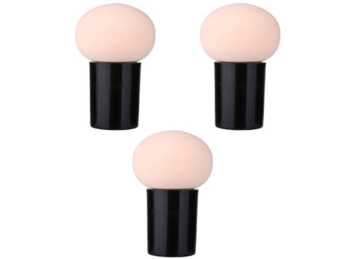Set De 3 Esponjas De Maquillaje Con Forma De Champiñón Para Uso En Seco Y Húmedo, Para Base De Maquillaje Y Polvos.
