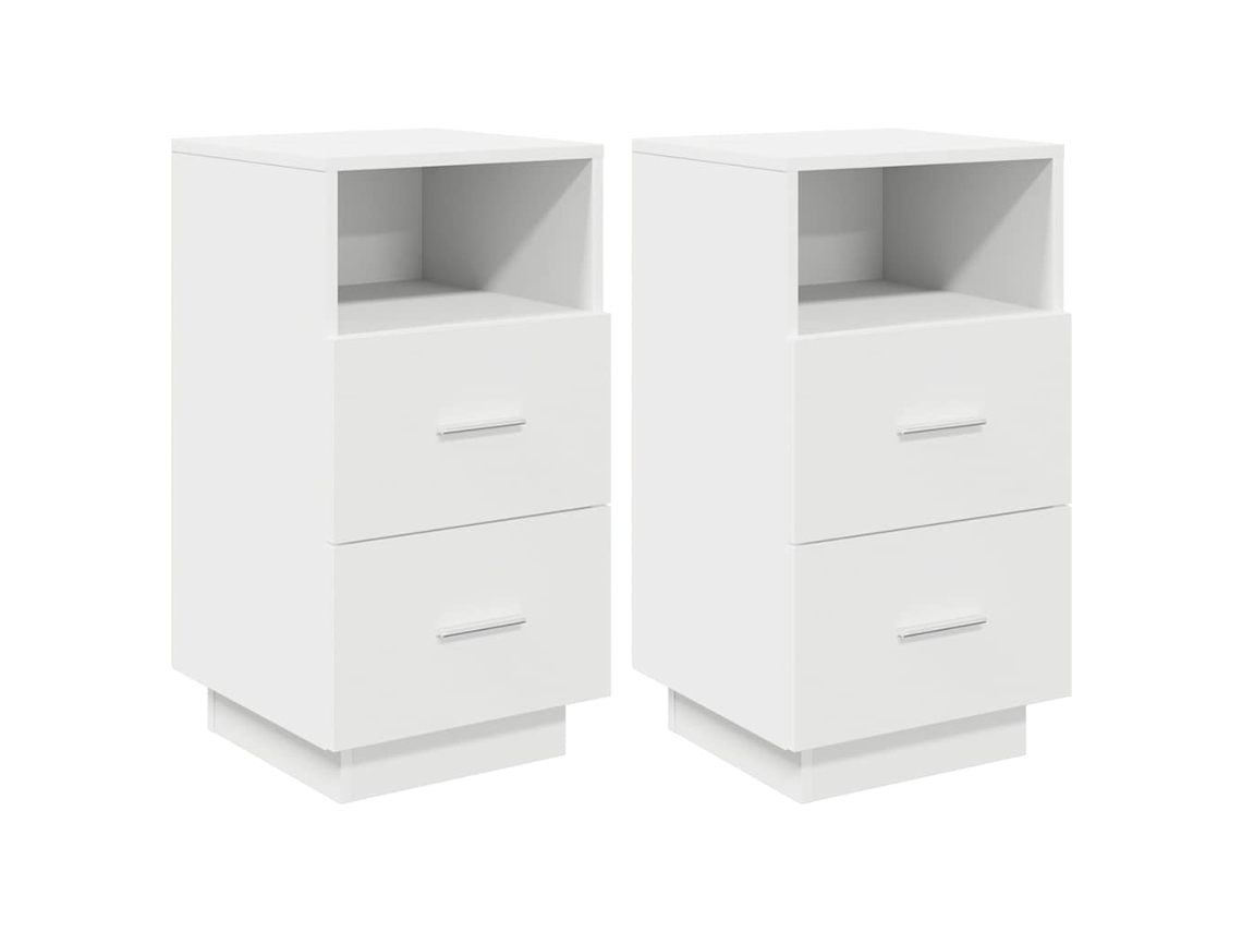 Maison Exclusive - Mesillas De Noche 2 Uds Con 2 Cajones Blanco 36x36x68 Cm