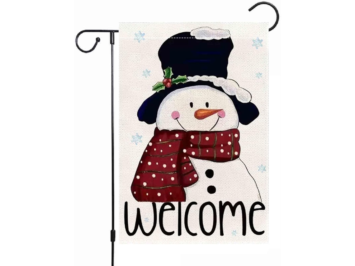 Guirnalda navideña de jardín de 30x45 cm – Guirnalda de arpillera de doble cara Feliz Invierno para decoración de patio exterior (a)