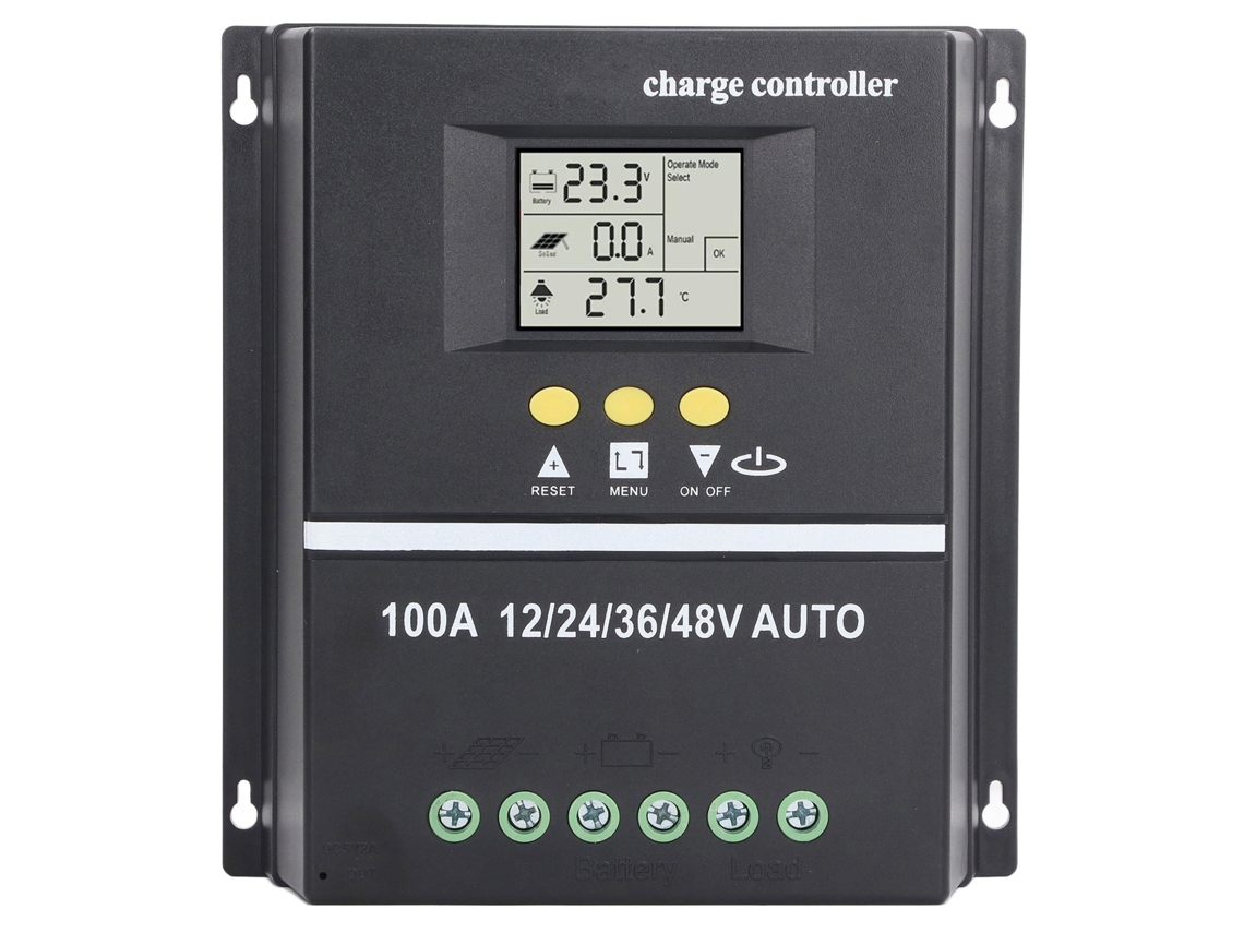 Controlador De Carga Solar Mppt De 100 A Con Puerto Usb Dual, Pantalla Lcd Retroiluminada Y Regulador Adaptativo Para Paneles Solares (12 V, 24 V, 36 V, 48 V).