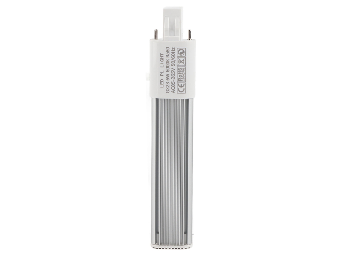 Bombilla LED compacta 2026 de 6 W, 2 pines, GX23, luz blanca fría, tubo horizontal, anillo de iluminación empotrable.