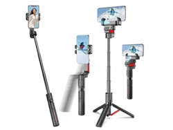 (rojo) Trípode Para Selfies Con Seguimiento Facial Con Ia, Rotación De 360 Grados, Estabilizador De Cardán Y Control Remoto.