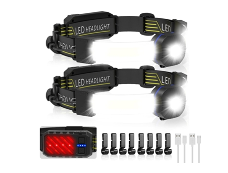 Linterna frontal LED recargable, lámpara frontal superbrillante de 1200 lúmenes con 10 modos, linternas frontales cómodas con inclinación de 90 , l...