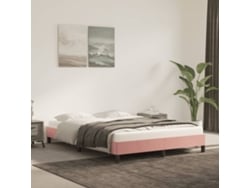 Estructura De Cama Sin Colchón Terciopelo Rosa 140x190 Cm