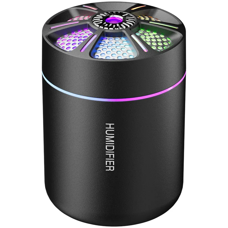 Humidificador USB de 180 ml con difusor de aceites esenciales para aromaterapia y luces LED de colores. Mdug (negro)