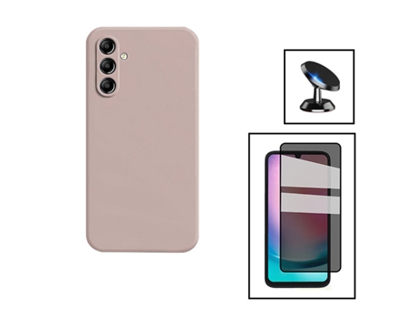 Kit De Película De Vidrio Anti-Spy 5D Cubierta De Silicona Líquida Soporte Magnético Para Coche Para Samsung Galaxy A24 4G - Rosa PHONECARE