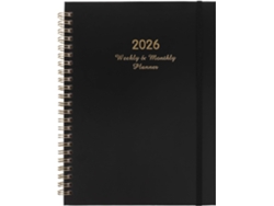 Agenda Diaria Con Espiral 2026, Cuaderno De Organización Laboral, 215 X 165 Cm, Tapa Dura Negra