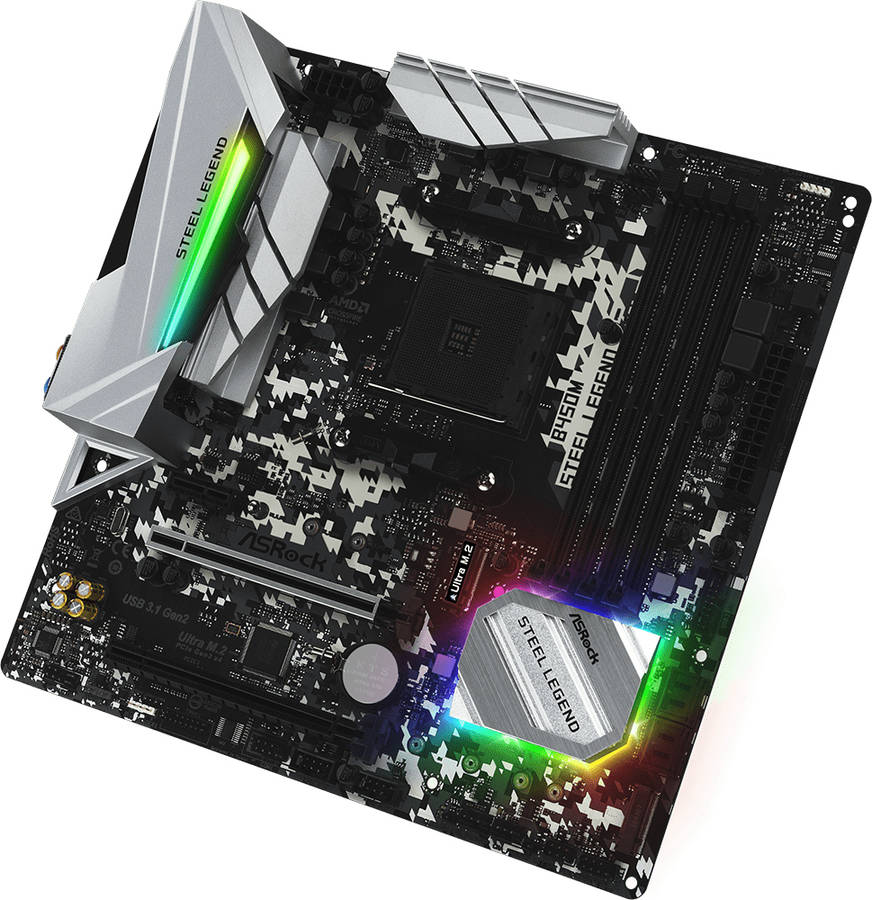 Placa Base ASROCK B450M Steel Legend (Socket AM4 - AMD B450 - ATX)