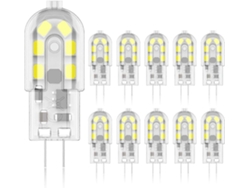 Bombilla LED Rebe G4 de 2W, equivalente a 20W, luz blanca fría 6000K, 200lm, 12V CA/CC, paquete de 10 unidades, clase energética A+.