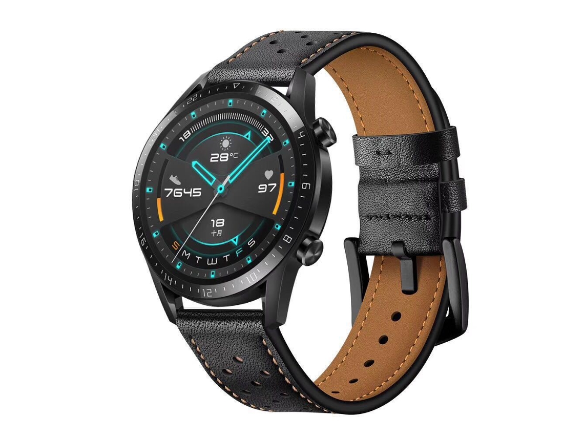 Correa de cuero negro XIAOMOYU para Samsung Galaxy Watch 3/4 45/46 mm 22 mm
