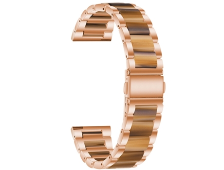 Correa Smartwatch para Garmin Venu/Vivoactive 3 Music 20mm Universal Tres Acero Inoxidable + Cuentas de Resina (Oro Rosa + Miel)
