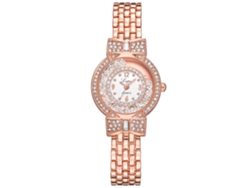 Relógio Casual Feminino Moderno Com Strass Display Analógico Movimento De Quartzo Rosa+branco