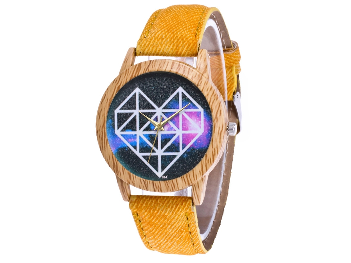 Reloj De Pulsera Unisex De Moda Informal De Aleación Con Movimiento De Cuarzo Amarillo