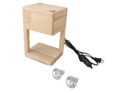 Lámpara de calentamiento de velas, 2 bombillas, diseño de madera con temporizador.