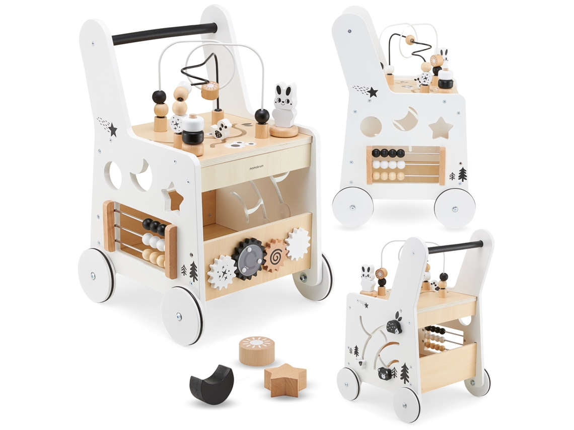 Andador De Madera Mamabrum Para Bebé, Mesa De Actividades, Asa Cómoda, Ruedas Antideslizantes, Estimula Las Habilidades Motoras Y Cognitivas