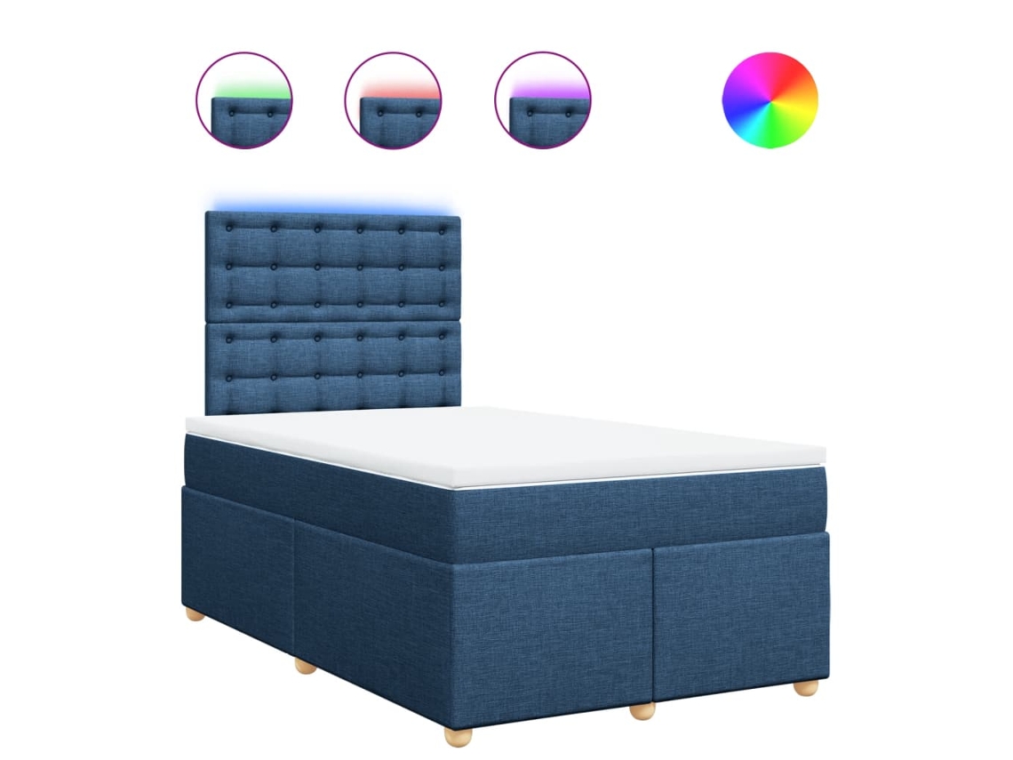 Maison Exclusive - Cama Box Spring Con Colchón Tela Azul 120x200 Cm