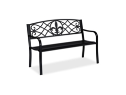 Banco De Jardín Relaxdays, Motif Fleur De Lis, 2 Plazas, Acero, Jardín Y Terraza, Hxbxt: 86 X 127 X 60 Cm, Negro