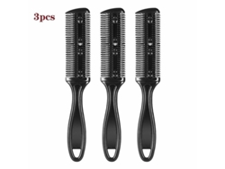 Peine Para Cortar El Cabello Con Cuchilla De Acero Inoxidable, 3 Unidades, Doble Cara, Negro