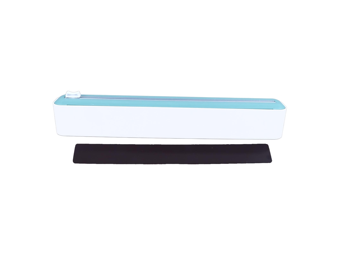 Dispensador De Película Adhesiva Reutilizable Con Cuchilla Y Franja Magnética Refillable Blanco Verde