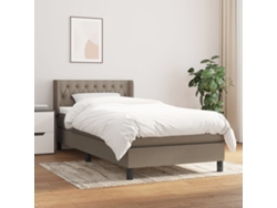 Cama Box Spring Con Colchón Tela Gris Taupe 100x200 Cm