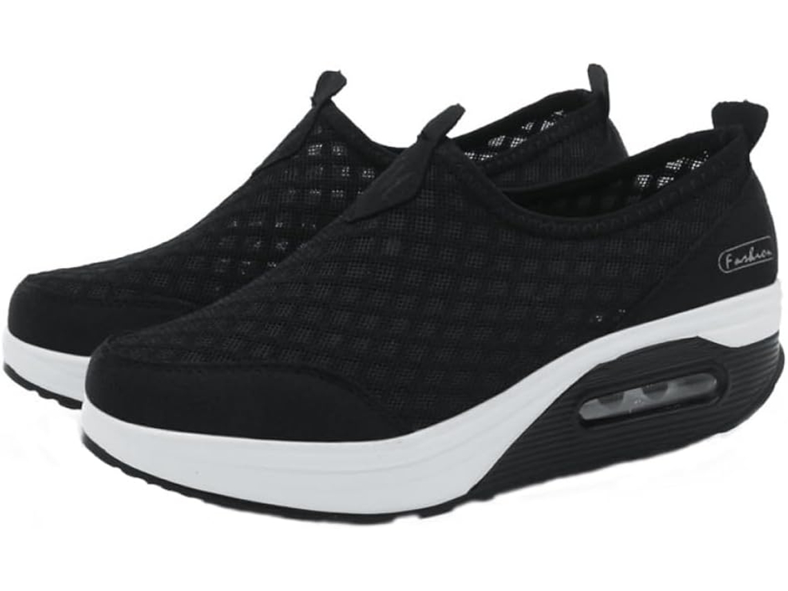 par de zapatillas deportivas con suela gruesa, transpirable, ideal y antideslizante.