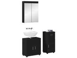 Juego De Muebles De Baño Tulum Negro Madera De Ingeniería