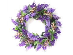 Corona de lavanda artificial para decoración de puerta, imitación seda