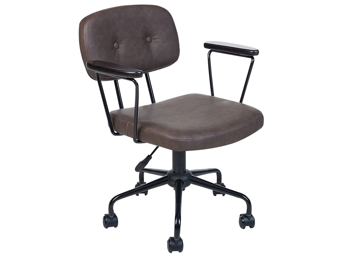 Silla de oficina BELIANI Algerita de Piel sintética Marrón 62x62x87