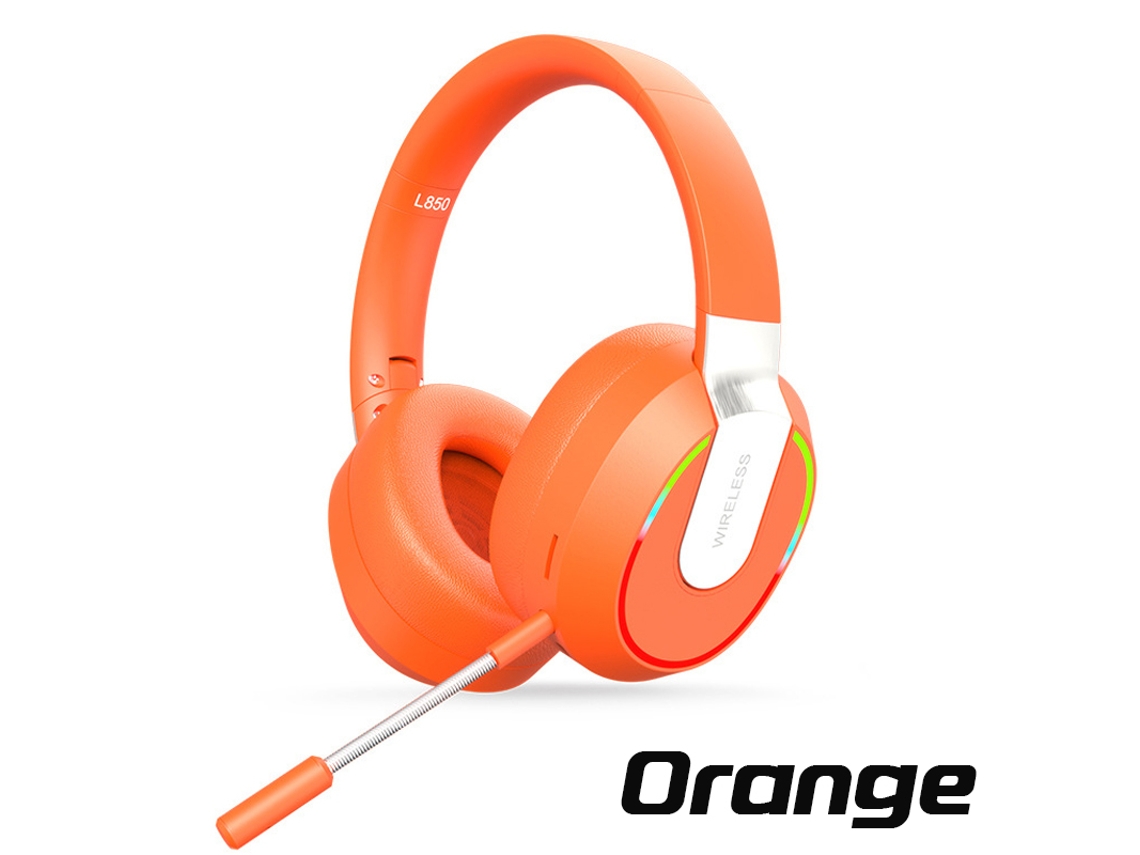 Auriculares inalámbricos Bluetooth con luz LED, cancelación de ruido pasiva HiFi y micrófono MDUG (naranja).