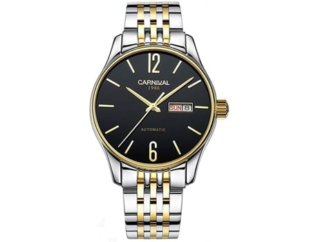 VEANXIN Reloj de pulsera de acero inoxidable con cuerda automática para hombre con fecha de 40 mm-Oro negro