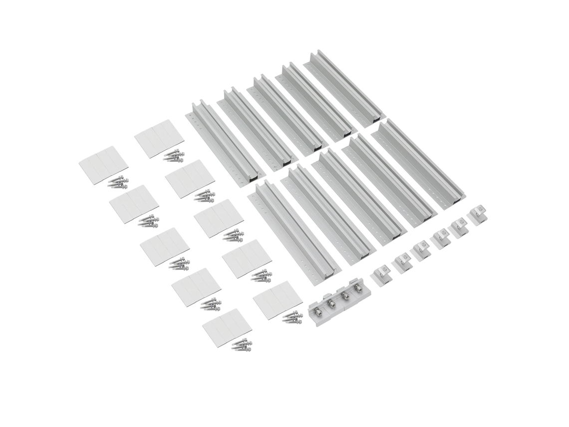 Kit de montaje para paneles solares, aluminio duradero, alta capacidad de carga, color plata.