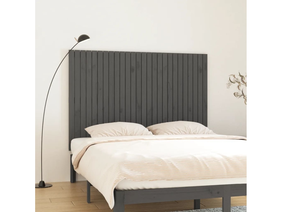 Cabecero De Cama De Pared Madera Maciza Pino Gris 166x3x110 Cm