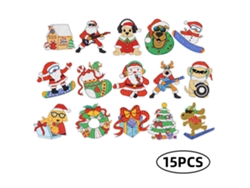 Kit de pintura de diamantes 5D, llavero navideño, 15 piezas