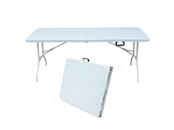 Mesa Plegable, 180 Cm, Camping, Picnic, 135 Kg, Blanca.