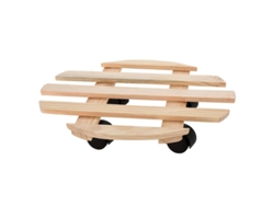 Soporte Macetas Ruedas Madera 35 Cm