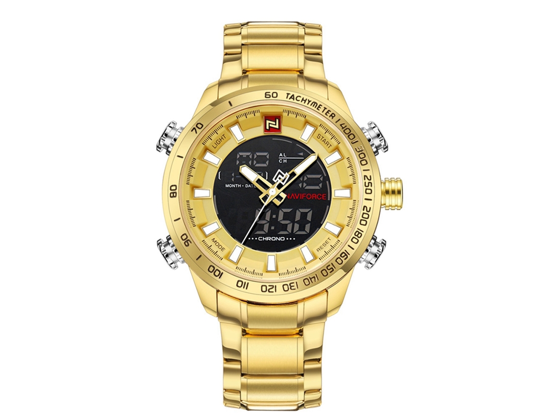 Reloj Deportivo Para Hombre, Resistente Al Agua Hasta 30 M, Con Movimiento Electrónico - Dorado