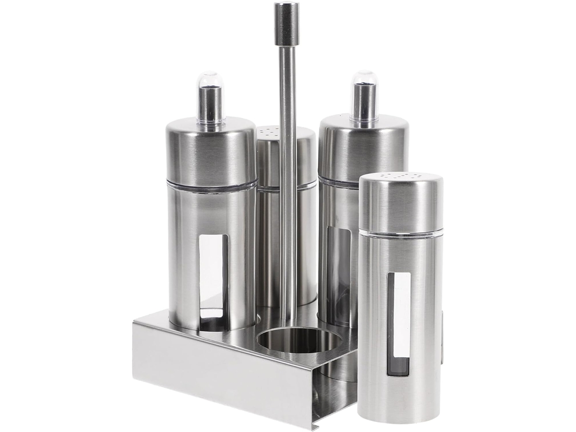 Recipientes De Acero Inoxidable Para Especias Y Condimentos, 4 Botellas Extraíbles.