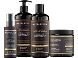 Conjunto Anticaída Champú, Acondicionador, Mascarilla & Suero con Aceite de Ricino KERARGAN (3x500 ml + 100 ml)