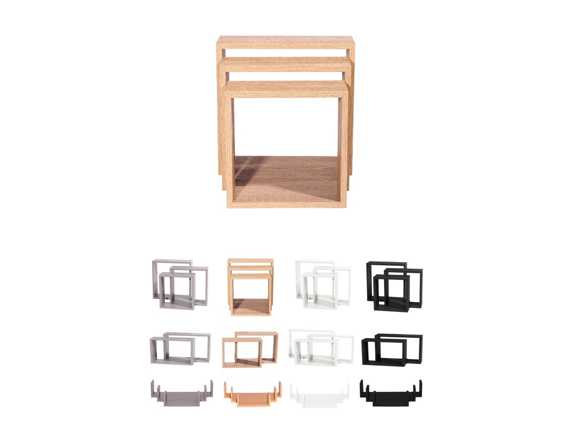 Estanterías De Pared - Baldas De Varios Niveles - Estantes Flotantes Con Fijación Invisible Madera Diseño Cuadrado