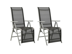 Sillas de jardín reclinables de 2 piezas DKD Home Decor, textileno y aluminio plateado