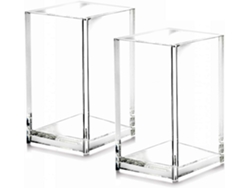 Paquete de 2 porta lápices acrílicos, caja de almacenamiento transparente, caja de almacenamiento de papelería de escritorio