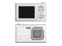 Cámara digital Cuich 4K HD CCD estilo retro, tarjeta de memoria de 32 GB y batería recargable, color plata