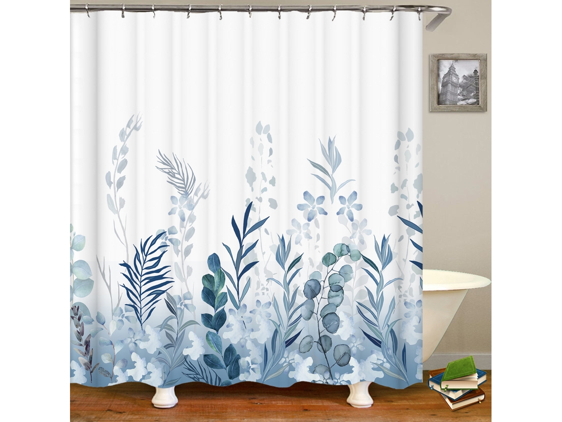Cortina de ducha de poliéster azul bosque virgen T 01 Jortmrd