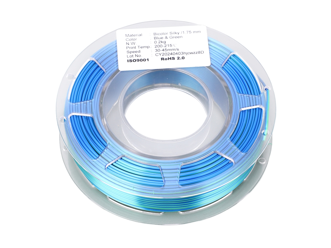 Filamento Pla De 1,75 Mm, Bicolor Azul Y Verde, 200 G Para Impresora 3d